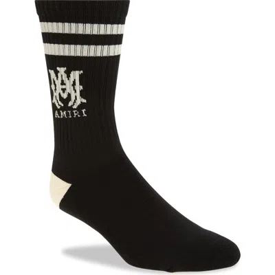 Amiri Ma Stripe Crew Socks In Black