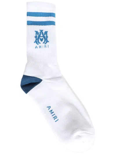 Amiri Ma Stripe Logo-intarsia Socks In White