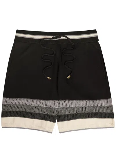 Amiri Ma Striped Fine-knit Shorts In Black