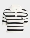 Amiri Blackwhite Ma Striped Polo Shirt In Black Alabaster