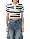 Amiri Blackwhite Ma Striped Polo Shirt In Black Alabaster
