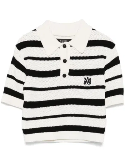 Amiri Blackwhite Ma Striped Polo Shirt In Multi