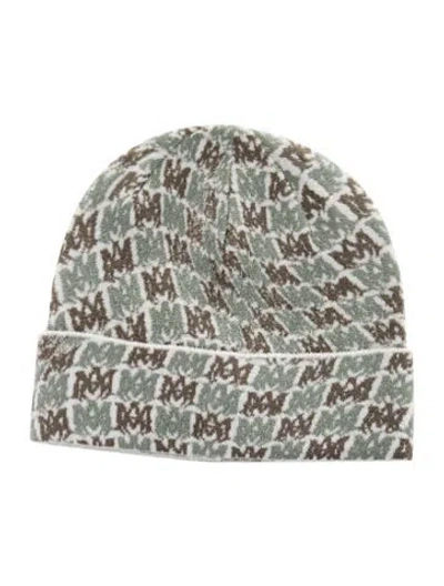 Pre-owned Amiri Ma Swirl Monogram Beanie W/tags In Green