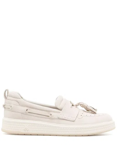 Amiri Tassel-detail Suede Boat Shoes In Birch