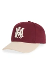 Amiri Ma Two-tone Cotton & Leather Snapback Baseball Cap In Burgundy