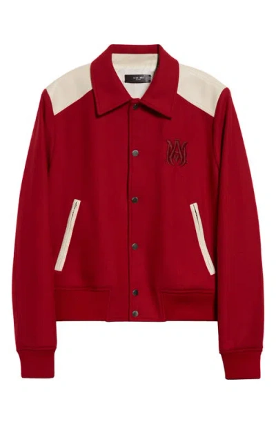 Amiri Ma Wool & Leather Band Jacket In Red