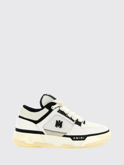 Amiri Ma-1 Leather And Mesh Sneakers With Monogram And Padded Ankle In White