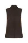 Amiri Distressed Cashmere Turtleneck Tank In Brown