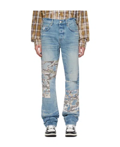 Amiri Make Old Camouflage Jeans In Blue