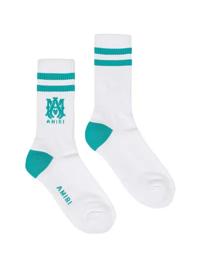 Amiri Ma-logo Ribbed-knit Socks In Multi