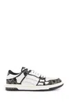 Amiri Quad Skel Panelled Leather Snekaers In Black&white