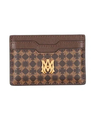 Amiri Man Cardholder Dark Brown Size - Cotton, Linen, Polyurethane, Leather In Multi