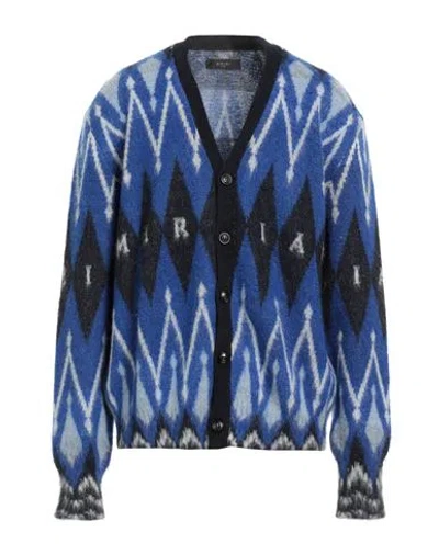 Amiri Man Cardigan Bright Blue Size L Merino Wool, Baby Alpaca Wool, Polyamide