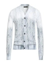 Amiri Man Cardigan Light Green Size M Cotton, Polyester In Gray