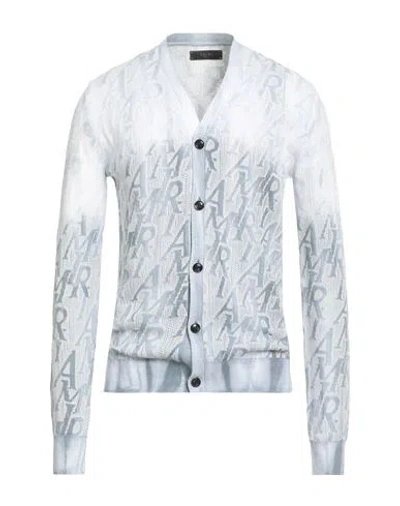 Amiri Man Cardigan Light Green Size M Cotton, Polyester In Gray