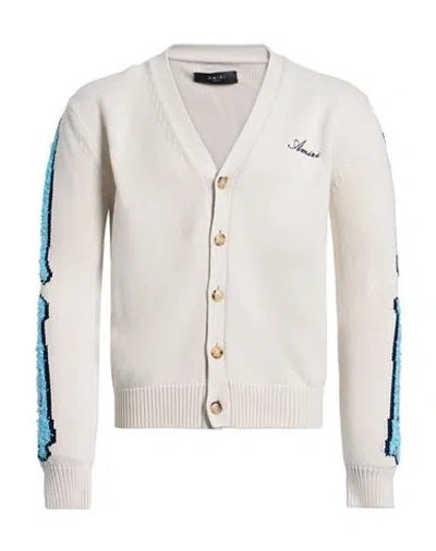 Amiri Man Cardigan Off White Size L Cotton, Polyamide