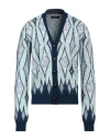 Amiri Argyle Mohair Blend Knit Cardigan In Blue