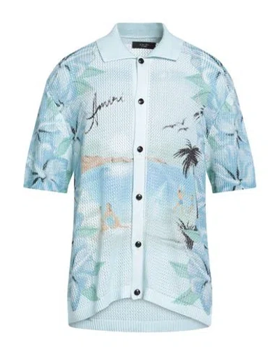 Amiri Man Cardigan Sky Blue Size Xs Cotton