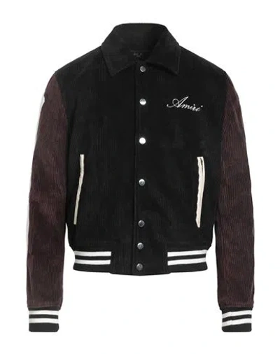 Amiri Bones Wool Varsity Jacket In Black