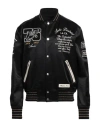 Amiri Eagle-patch Wool-blend And Leather Varsity Jacket In Black