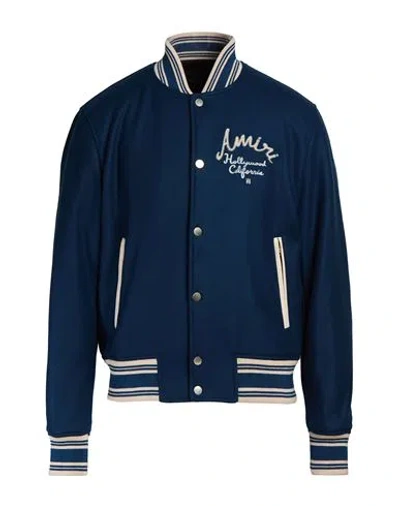 Amiri Man Jacket Blue Size S Wool, Polyamide