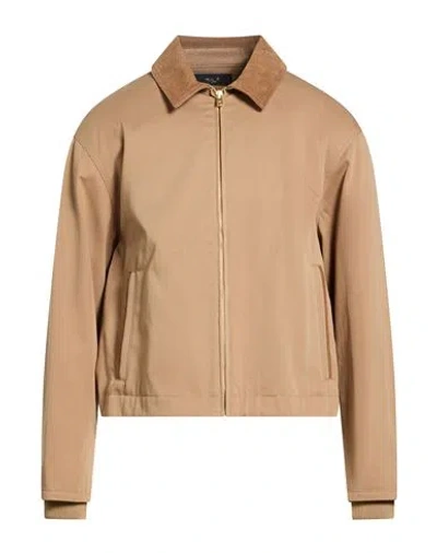 Amiri Man Jacket Camel Size S Cotton, Lambskin In Brown