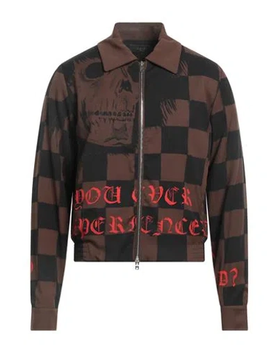 Amiri Man Jacket Chocolate Brown Size L Wool, Nylon, Elastane