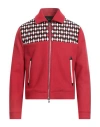 Amiri Wool Blend Diamond Jacket With Embroidered Insert In Red
