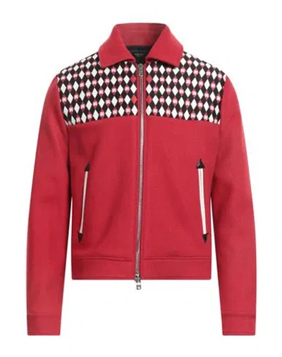 AMIRI AMIRI MAN JACKET RED SIZE 42 WOOL, POLYAMIDE, COW LEATHER