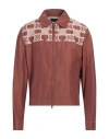Amiri Man Jacket Rust Size 42 Viscose, Acrylic In Red