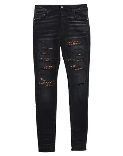 Amiri Man Jeans Black Size 32 Cotton, Elastomultiester, Elastane, Cow Leather