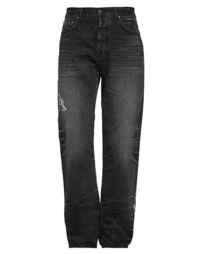 Amiri Man Jeans Black Size 34 Cotton, Cow Leather