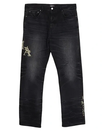 Amiri Man Jeans Black Size 34 Cotton, Cow Leather
