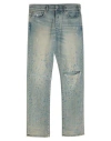 Amiri Light Blue Destroyed Straight Jeans With Cut-out In Cotton Denim Man In Blue