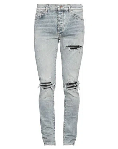 Amiri Mx1' Ribbed Leather Knee Patch Ripped Washed Skinny Jeans In Clayindigo
