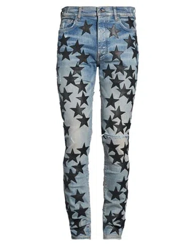 Amiri Man Jeans Blue Size 34 Cotton, Elastomultiester, Elastane, Cow Leather