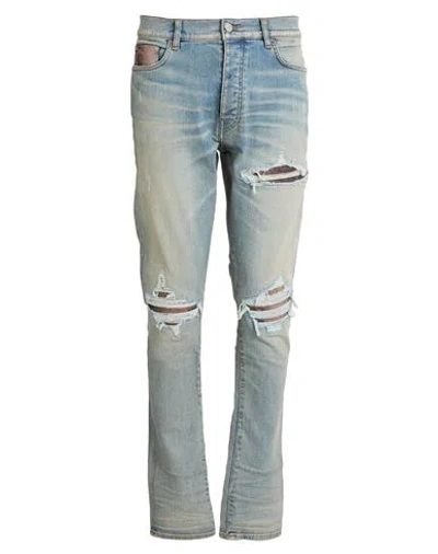 Amiri Man Jeans Blue Size 34 Cotton, Elastomultiester, Elastane, Leather
