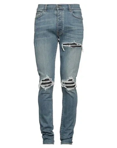 Amiri Man Jeans Blue Size 34 Cotton, Elastomultiester, Elastane, Ovine Leather