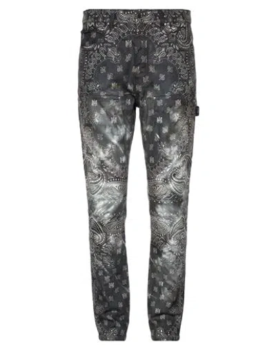 Amiri Man Jeans Charcoal Size 36 Cotton, Polyester In Gray