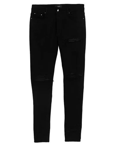 Amiri Man Pants Black Size 30 Cotton, Elastomultiester, Elastane, Cow Leather
