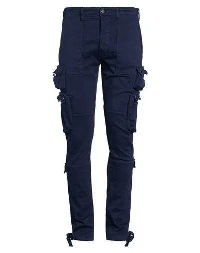 Amiri Man Pants Navy Size 34 Cotton, Elastomultiester, Elastane In Blue