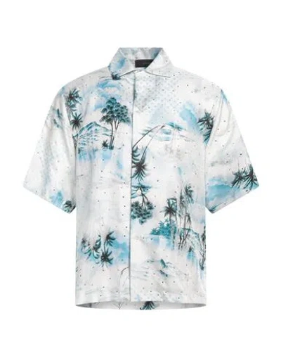 Amiri Man Shirt Azure Size M Silk In Blue