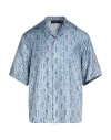 Amiri Man Shirt Blue Size L Silk In Blue