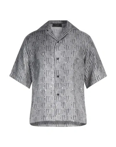 Amiri Man Shirt Grey Size M Silk In Grey