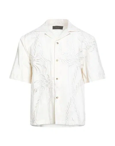 Amiri Man Shirt Ivory Size L Cotton In White