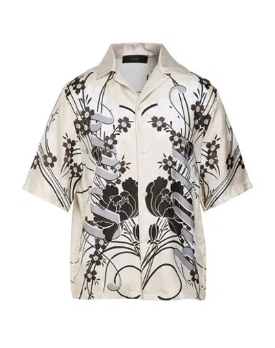 Amiri Man Shirt Ivory Size Xl Silk In Neutral