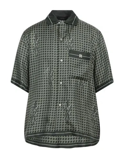 Amiri Men's Diagonal Logo Silk Camp Shirt In Green