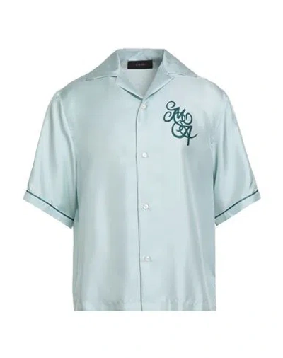 Amiri Man Shirt Sky Blue Size L Silk