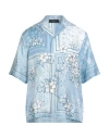 Amiri Man Shirt Sky Blue Size L Silk In Blue