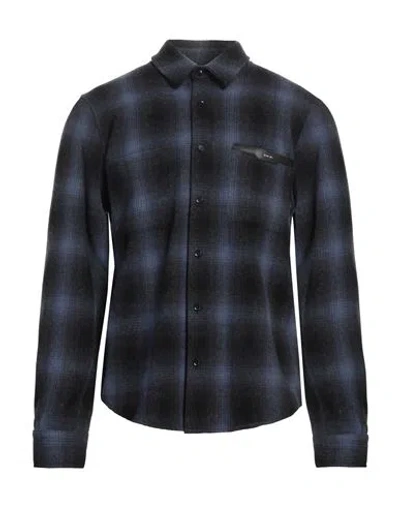 Amiri Man Shirt Slate Blue Size L Wool, Nylon, Cow Leather